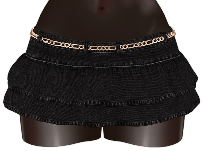 Kaithleen's Denim Ruffle Mini Skirt - Darkest