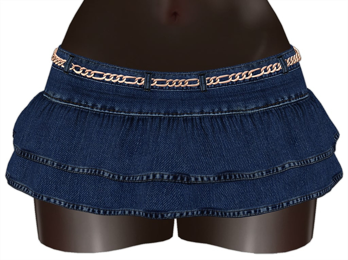 Kaithleen's Denim Ruffle Mini Skirt - Darkblue