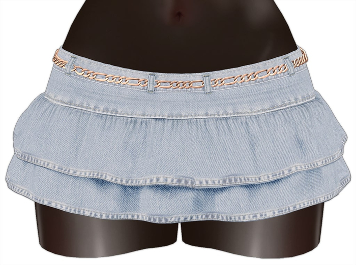 Kaithleen's Denim Ruffle Mini Skirt - Cloudblue