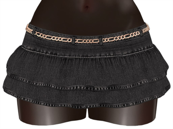 Kaithleen's Denim Ruffle Mini Skirt - Black