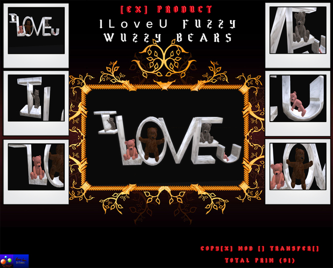 [EX] I love u Fuzzy Wuzzy Bears boxed