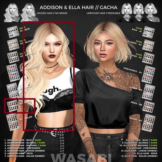 Wasabi // Addison Mesh Hair - #6 Reds