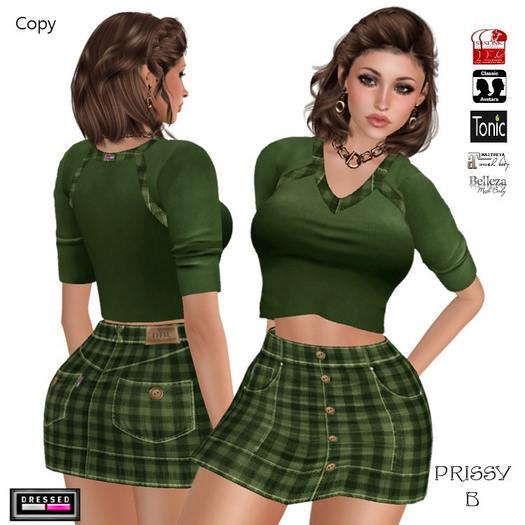 ::DBL:: Prissy B Top/Skirt (Mesh/Classic) ~ Piping Rock Green