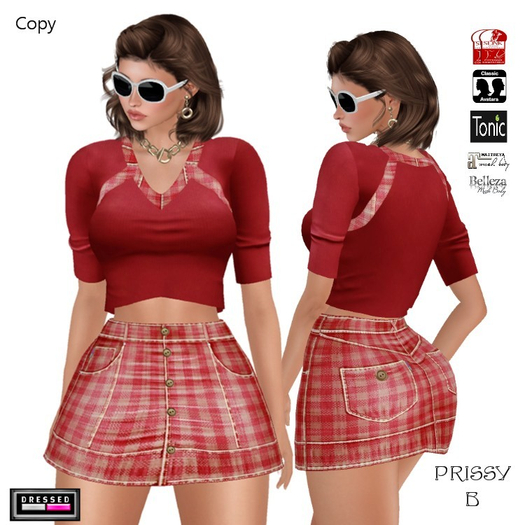 ::DBL:: Prissy B Top/Skirt (Mesh/Classic Fits) ~ Ritzy Red