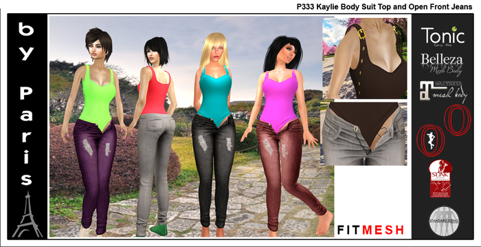 Kaylie Body Suit Top and Open Front Jeans
