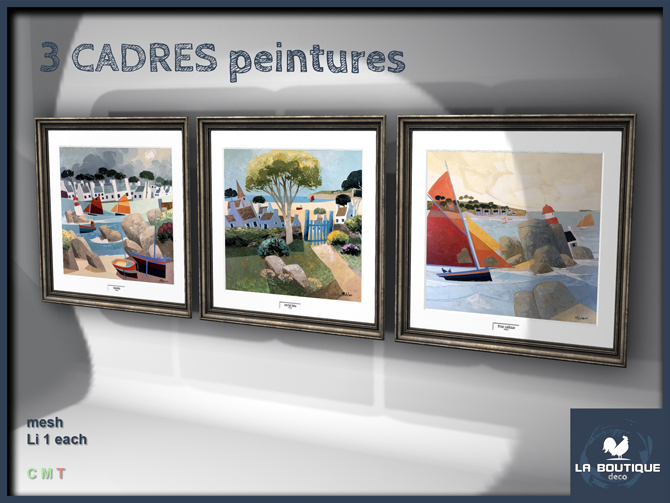 LA BOUTIQUE  - 3 cadres peintures