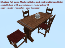 SR.store full perm Medieval table and chairs with iron fin