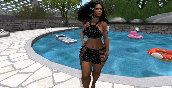 Designer LV Cutup Dress Black