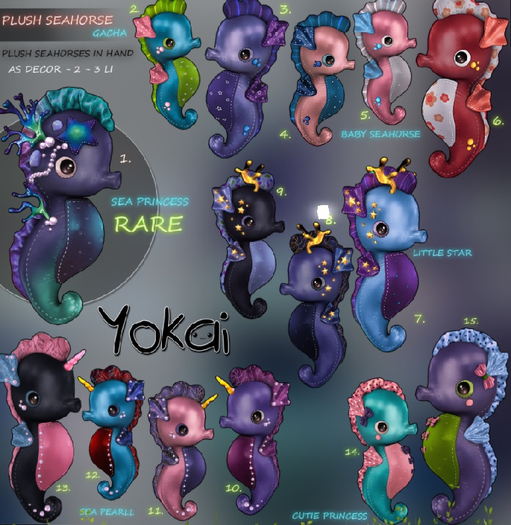 1.YOKAI - Plush Seahorse - Sea Princess - RARE