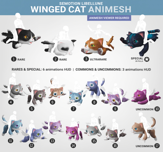 SEmotion Libellune Winged Cat Animesh #1 RARE