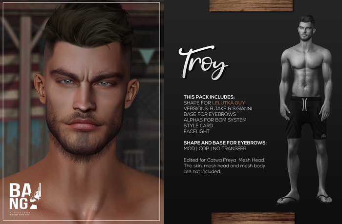 #BANG . Shape for Lelutka Guy . Troy *Wear*