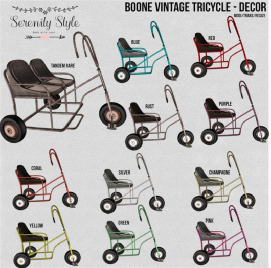 Serenity Style-Boone Vintage Tricycle Red no anim
