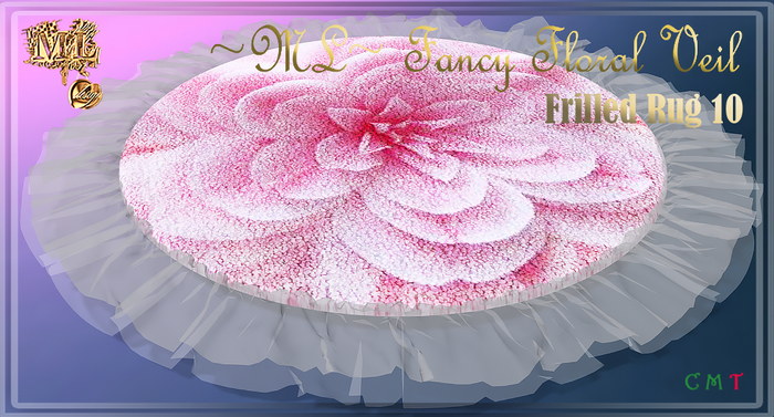 ~ML~ Fancy Floral Veil Frilled Rug 10