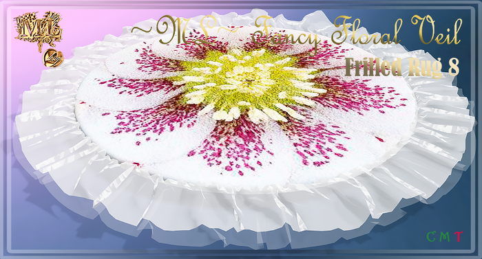 ~ML~ Fancy Floral Veil Frilled Rug 8