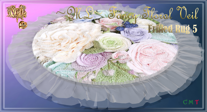 ~ML~ Fancy Floral Veil Frilled Rug 5
