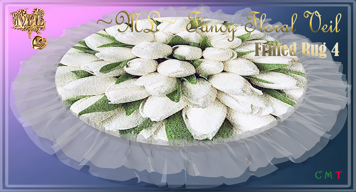 ~ML~ Fancy Floral Veil Frilled Rug 4