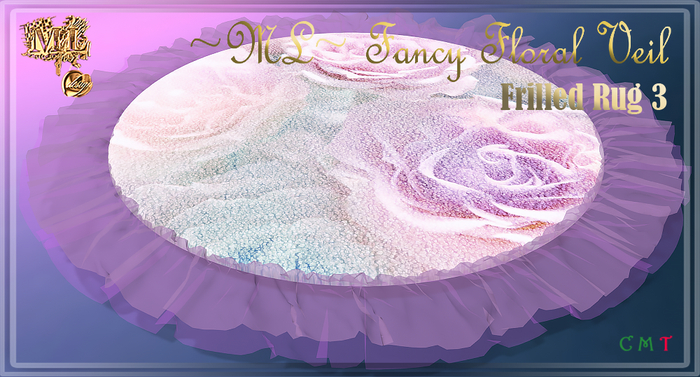 ~ML~ Fancy Floral Veil Frilled Rug 3