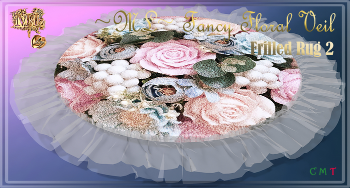 ~ML~ Fancy Floral Veil Frilled Rug 2