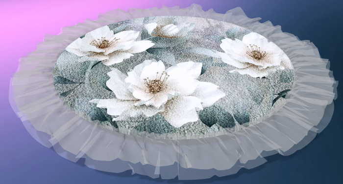 ~ML~ Fancy Floral Veil Frilled Rug 1