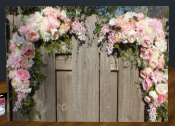 Sand Wood Fence with Roses and Flowers Around