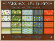 Parkins Textures - Junglie Set - 20x Full Perm Seamless 1024 - Fabric, Clothing, Cloth, Nursery, Child, Kid, Jungle