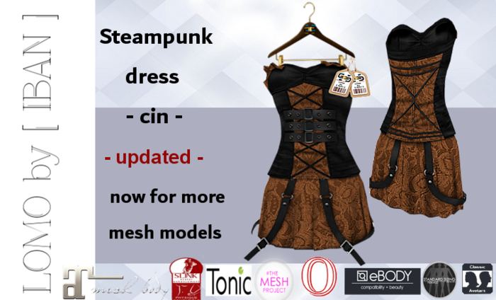 [ IBAN ] MESH DRESS STEAMPUNK BLACK CIN 17 // MAITREYA SLINK TMP OCACIN TONIC eBODY CLASSIC