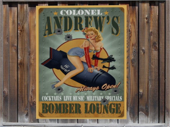 Colonel Andrew's Bomber Lounge Sign
