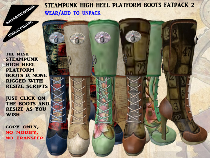 Steampunk High Heel Platform Boots FATPACK 2