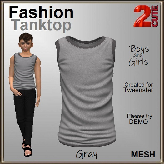Second Life Marketplace - [2cute] Fashion Tanktop - Gray