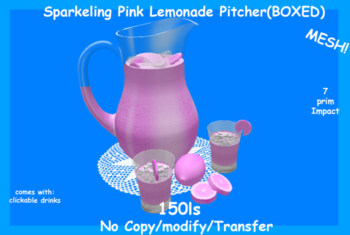 Sparkeling Pink Lemonade Pitcher(BOXED)