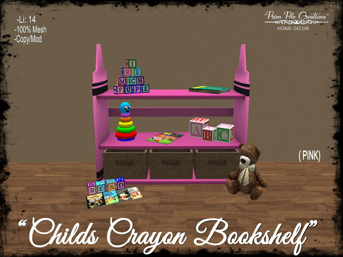 ~PPC~ Childs Crayon Bookshelf PINK 