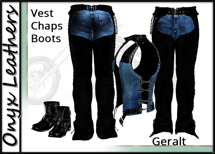 GERALT Denim and leather Chaps Vest Boots