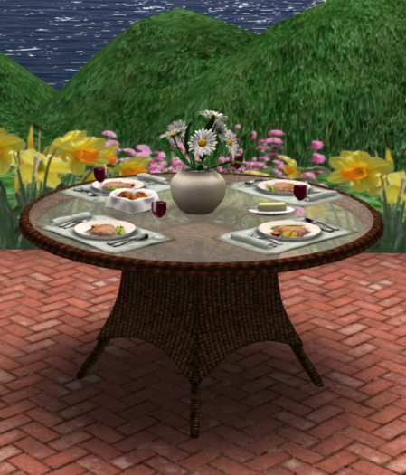 BISTRO Dining Table 4 COPY- DARK Wicker