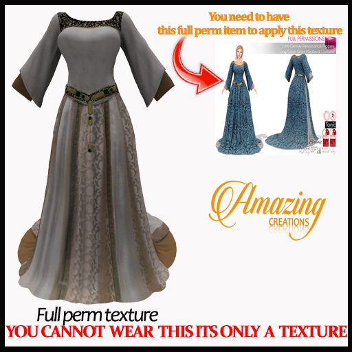 AmAzInG C.Full Perm Texture Renaissance Medieval Dress 13