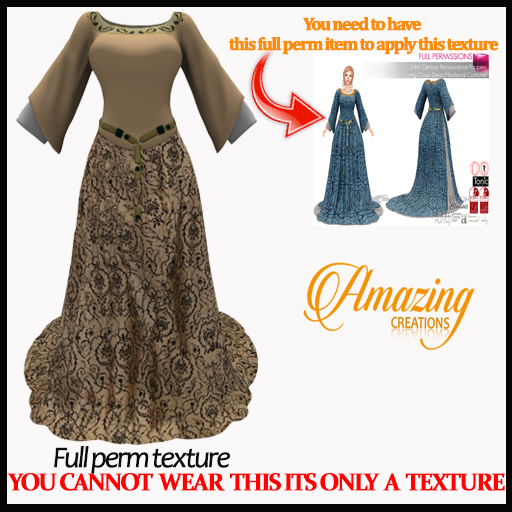 AmAzInG C.Full Perm Texture Renaissance Medieval Dress 12