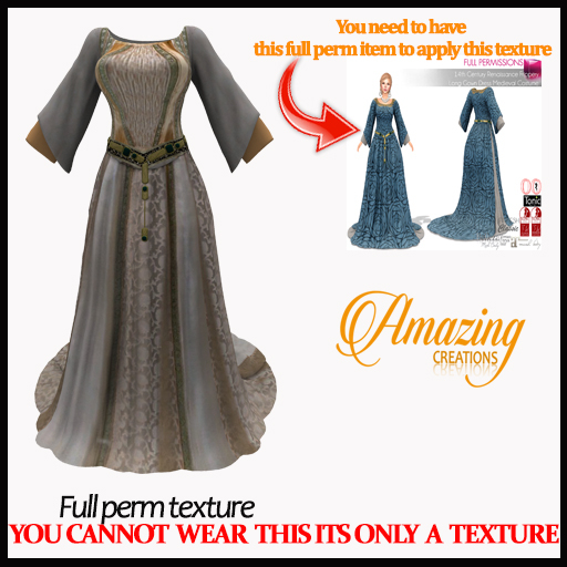 AmAzInG C.Full Perm Texture Renaissance Medieval Dress 11