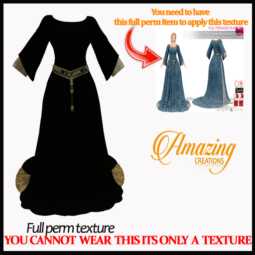 AmAzInG C.Full Perm Texture Renaissance Medieval Dress 7