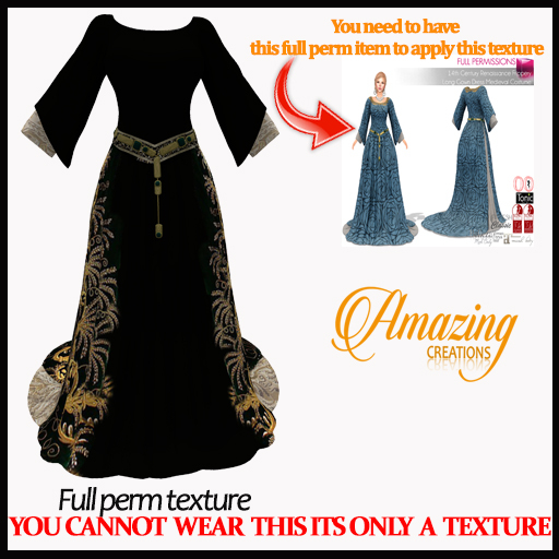 AmAzInG C.Full Perm Texture Renaissance Medieval Dress 6