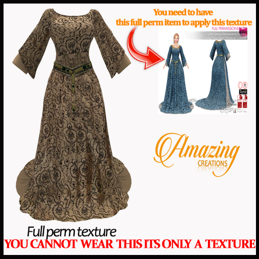 AmAzInG C.Full Perm Texture Renaissance Medieval Dress 5