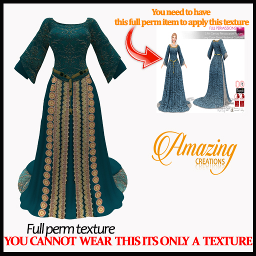 AmAzInG C.Full Perm Texture Renaissance Medieval Dress 3