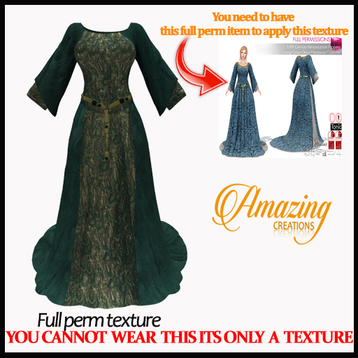 AmAzInG C.Full Perm Texture Renaissance Medieval Dress  2