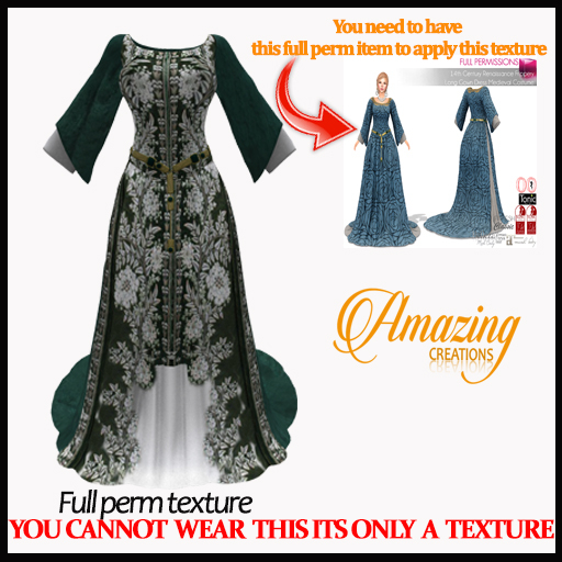 AmAzInG C.Full Perm Texture Renaissance Medieval Dress 1