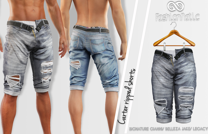 FashionNatic - Carter Ripped Shorts Dark Blue Jeans_ Denim - Signature Gianni, Belleza Jake, Legacy