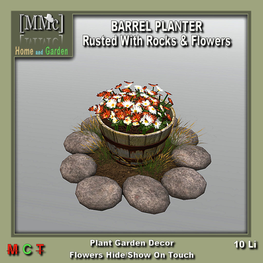[MMc] Rusty Barrel Planter With Rocks