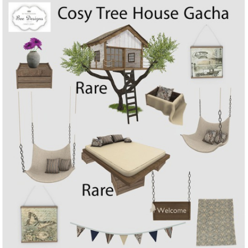 .:Bee Designs Cosy Tree  House Gacha Bed RARE