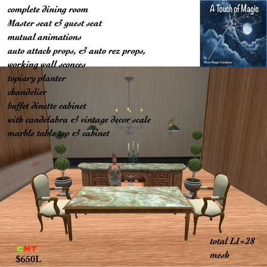 Complete dining room set with auto attach props-box