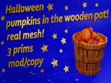 halloween pumpkins in the wooden pot real mesh boxed for mp