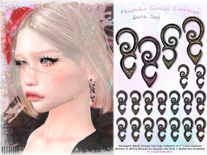 [ bubble ] Mashika Gauge Earrings -Dots  Set