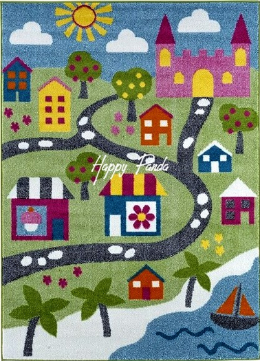 [Happy Panda] Area Rug (boxed) Whimsical Town