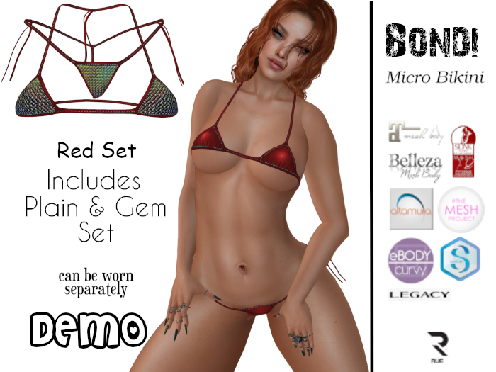 :: RUE :: BONDI Micro Bikini - Red Set DEMO